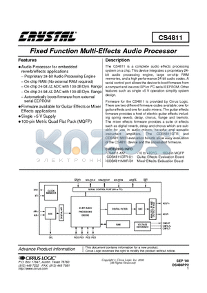 CS4811MXR-01 datasheet - Fixed Function Multi-Effects Audio Processor