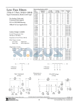 F-3402 datasheet - Low Pass Filters