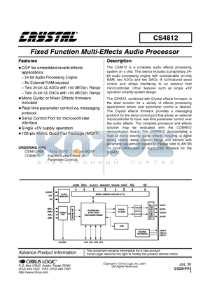 CS4812-KM datasheet - Fixed Function Multi-Effects Audio Processor