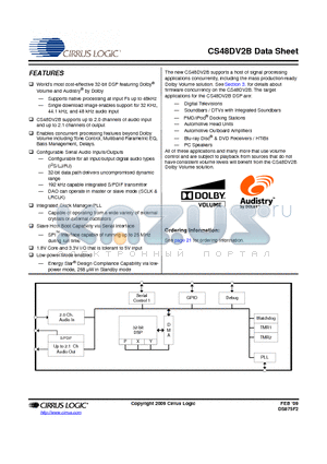 CS48DV2B-DQZ datasheet - 32-bit Audio DSP for Dedicated Dolby Volume and Audistry by Dolby