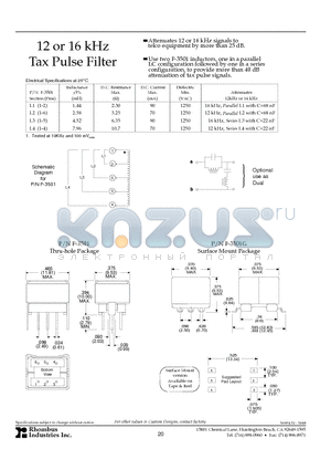 F-3504 datasheet - 12 or 16 kHz Tax Pulse Filter