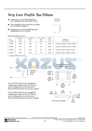 F-3552 datasheet - Very Low Profile Tax Filters