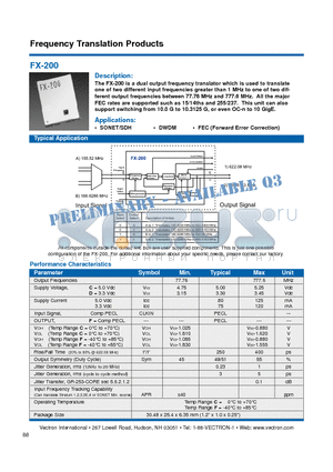 FX-200-CFC datasheet - Frequency Translation Products
