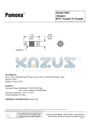 3283 datasheet - Adapter BNC Female To Female