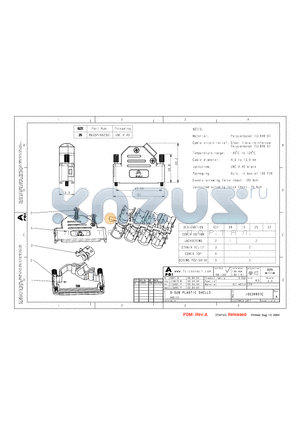 8655PHRA2501 datasheet - D-SUB PLASTIC SHELLS