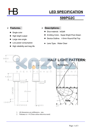 599PG2C datasheet - LED