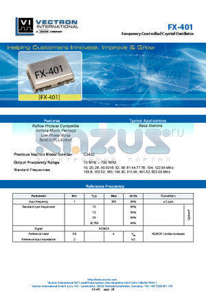 FX-401 datasheet - Frequency Controlled Crystal Oscillator