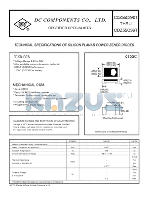 CDZ55C36T datasheet - TECHNICAL SPECIFICATIONS OF SILICON PLANAR POWER ZENER DIODES