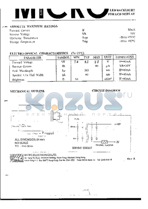 3291GVO datasheet - LED BACKLIGHT FOR LCD DISPLAY