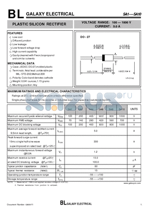 5A1 datasheet - PLASTIC SILICON RECTIFIER
