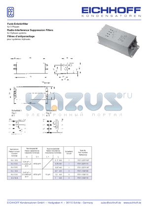 F011-106 datasheet - Funk-Entstrfilter fr 3 Phasen Radio-Interference Suppression Filters