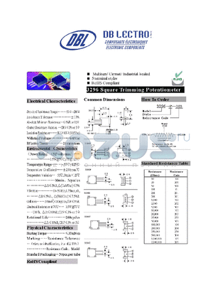 3296-P-103 datasheet - Square Trimming Potentiometer