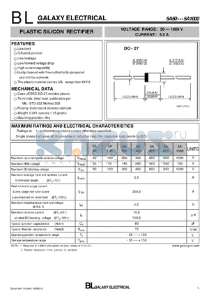 5A100 datasheet - PLASTIC SILICON RECTIFIER