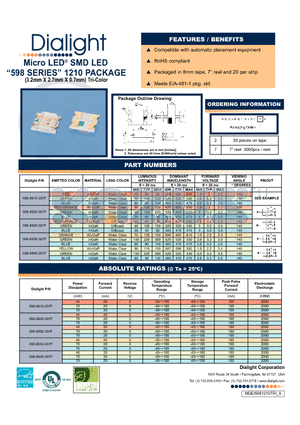 598-8940-307F datasheet - Micro LED SMD LED (3.2mm X 2.7mm X 0.7mm) Tri-Color