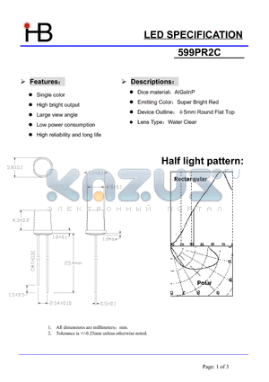 599PR2C datasheet - LED