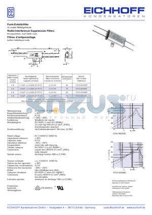 F012-000 datasheet - Funk-Entstrfilter im ovalen Metallgehuse Radio-Interference Suppression Filters