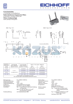 F012-001 datasheet - Funk-Entstrfilter im rechteckigen Kunststoffgehuse