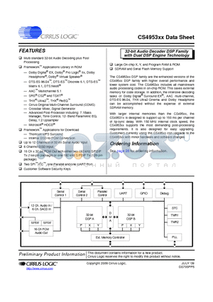 CS495313-CQZ datasheet - 32-bit Audio Decoder DSP Family