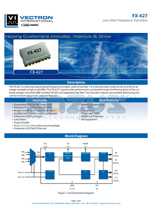 FX-427 datasheet - Low Jitter Frequency Translator