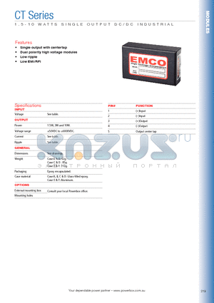 F01CT datasheet - 1.5-10 WATTS SINGLE OUTPUT DC/DC INDUSTRIAL