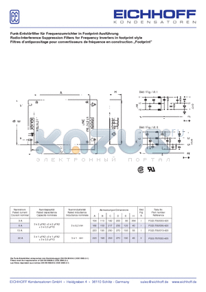F022-003-420 datasheet - Funk-Entstrfilter fr Frequenzumrichter in Footprint-Ausfhrung