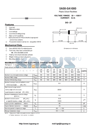 5A200 datasheet - Plastic Silicon Rectifiers