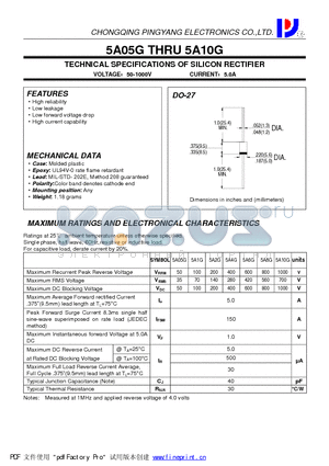 5A4G datasheet - TECHNICAL SPECIFICATIONS OF SILICON RECTIFIER