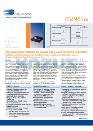 CS496112 datasheet - New Audio System Processors are Ideal for Digital Audio Networking Applications