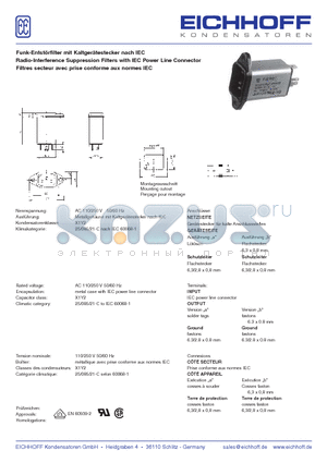 F022-304 datasheet - Funk-Entstrfilter mit Kaltgertestecker nach IEC Radio-Interference