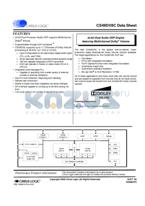 CS49DV8C-CVZ datasheet - 32-bit Audio DSP Family