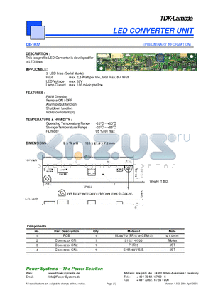 CE-1077 datasheet - LED CONVERTER UNIT