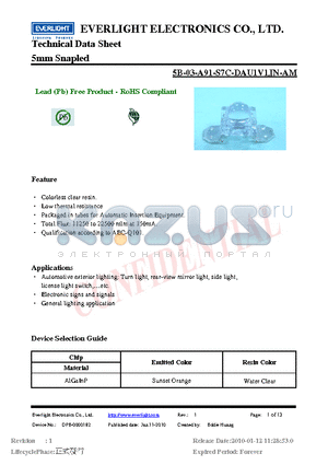 5B-03-A91-S7C-DAU1V1JN-AM datasheet - 5mm Snapled