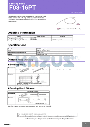 F03-26PTN datasheet - Sensing Band