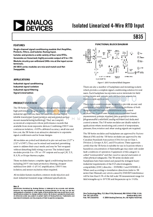 5B35-01 datasheet - ISOLATED LINEARIZED 4-WIRE RDT INPUT