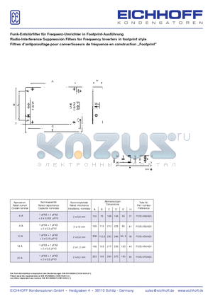 F033-056 datasheet - Funk-Entstrfilter fr Frequenz-Umrichter in Footprint-Ausfhrung