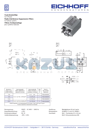 F033-353 datasheet - Funk-Entstrfilter fur 3 Phasen Radio-Interference Suppression Filters