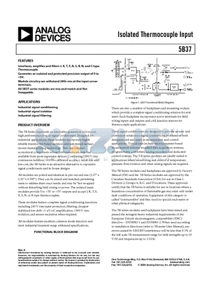 5B37-E-04 datasheet - Isolated Thermocouple Input