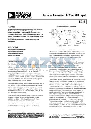 5B35-C-01 datasheet - ISOLATED LINEARIZED 4-WIRE RDT INPUT