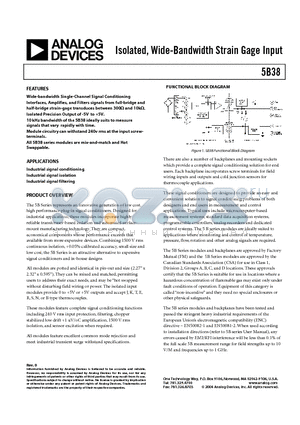 5B38-02 datasheet - Isolated, Wide-Bandwidth Strain Gage Input