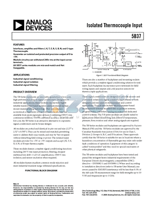 5B37-N-08 datasheet - Isolated Thermocouple Input