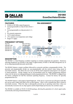 DS1065-60 datasheet - EconOscillator/Divider