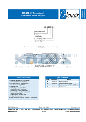 180-102C07-2 datasheet - Fiber Optic Probe Adapter