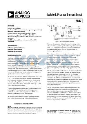 5B42 datasheet - ISOLATED, PROCESS CURRENT INPUT