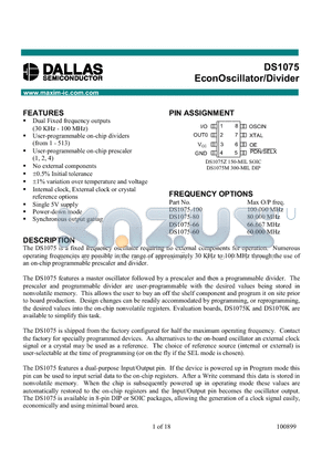 DS1075-60 datasheet - EconOscillator/Divider