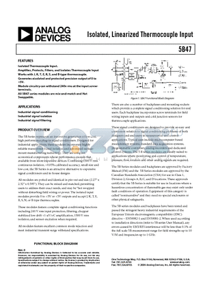 5B47-E-08 datasheet - Isolated, Linearized Thermocouple Input