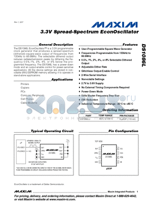 DS1086L_07 datasheet - 3.3V Spread-Spectrum EconOscillator