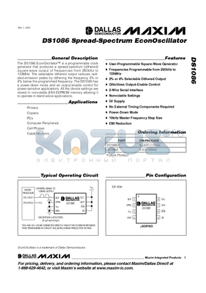 DS1086U datasheet - DS1086 Spread-Spectrum EconOscillator
