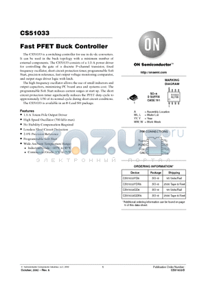 CS51033 datasheet - Fast PFET Buck Controller