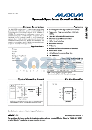 DS1086Z datasheet - Spread-Spectrum EconOscillator