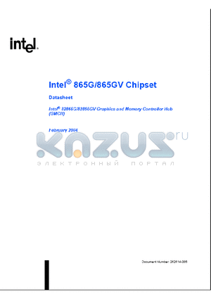 865GV datasheet - Intel 865G/865GV Graphics and Memory Controller Hub
